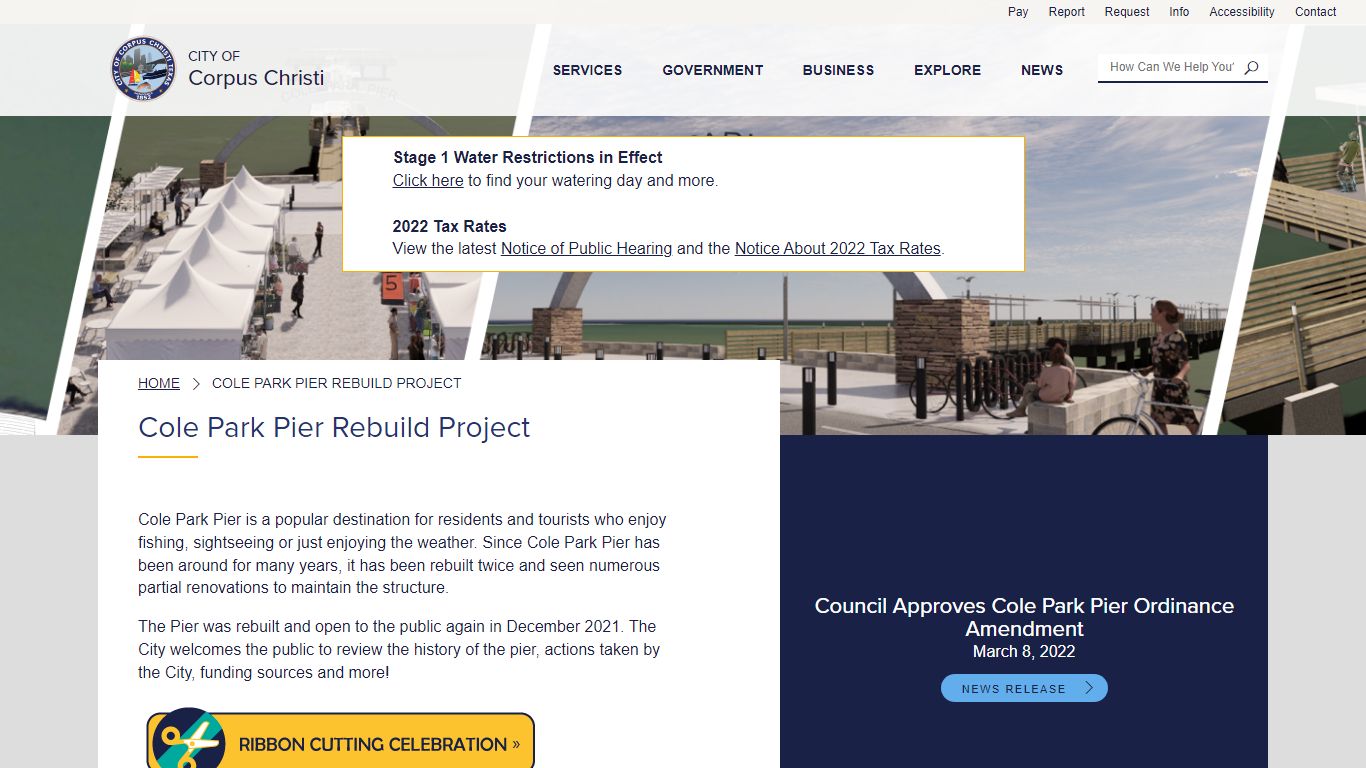 Cole Park Pier Rebuild Project | City of Corpus Christi