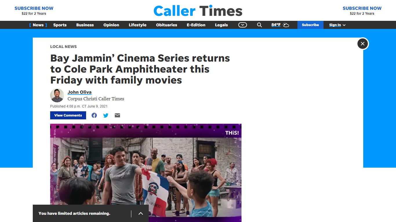 Cole Park Amphitheater to show movies every Friday this summer