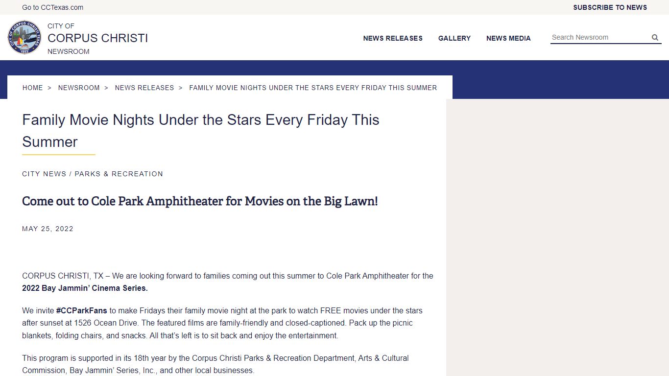 Family Movie Nights Under the Stars Every Friday This Summer